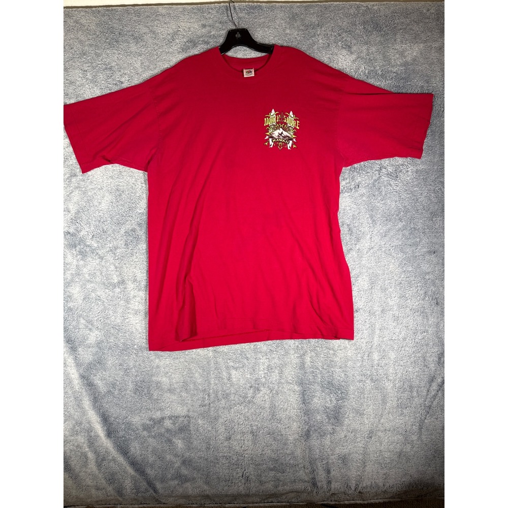 Vintage Fruit of the Loom North Shore Hawaii‎ Graphic T-Shirt Red Mens XL USA